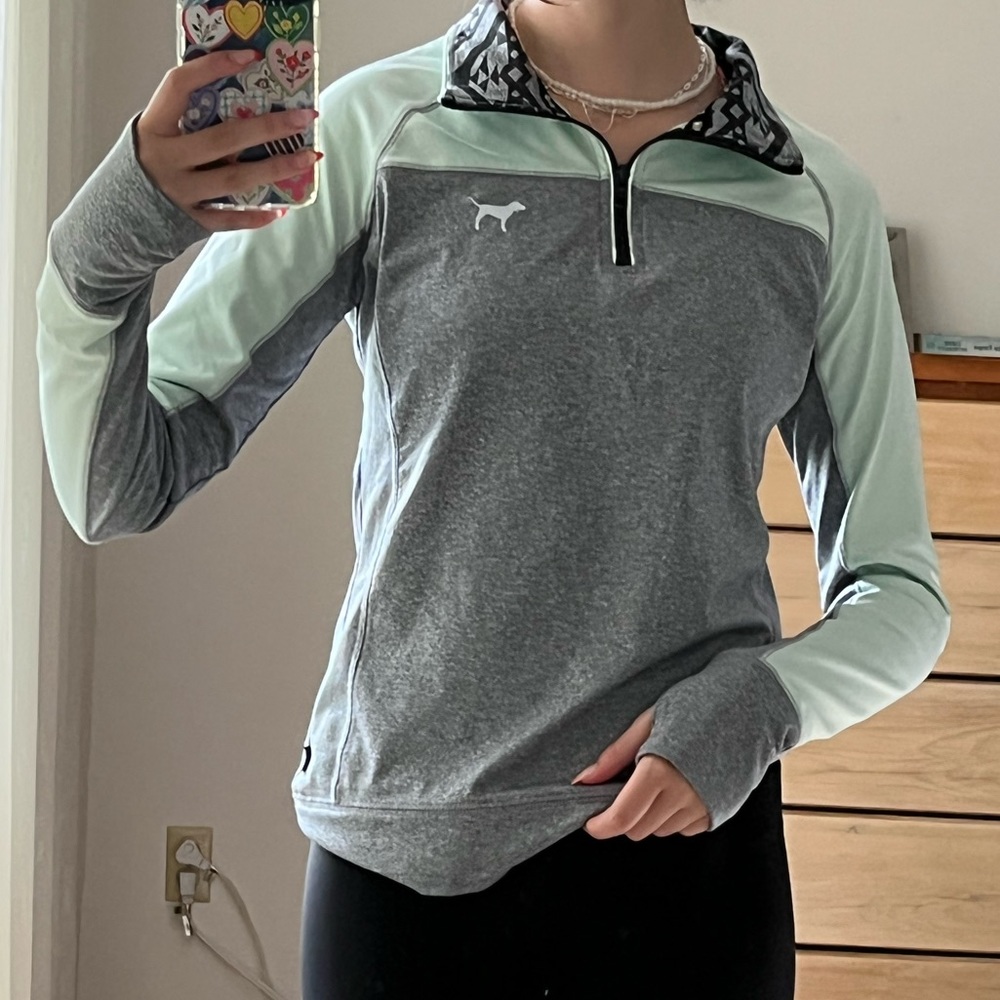 Pink quarter zip sweater: